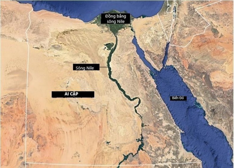 Bản đồ dòng chảy sông Nile từ Đông Phi tới Địa Trung Hải