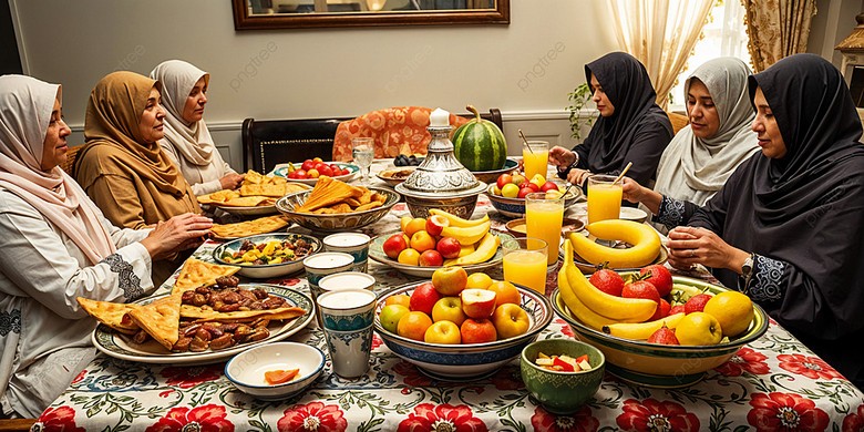 Mâm cỗ xả chay iftar rộn ràng vào buổi tối Ramadan